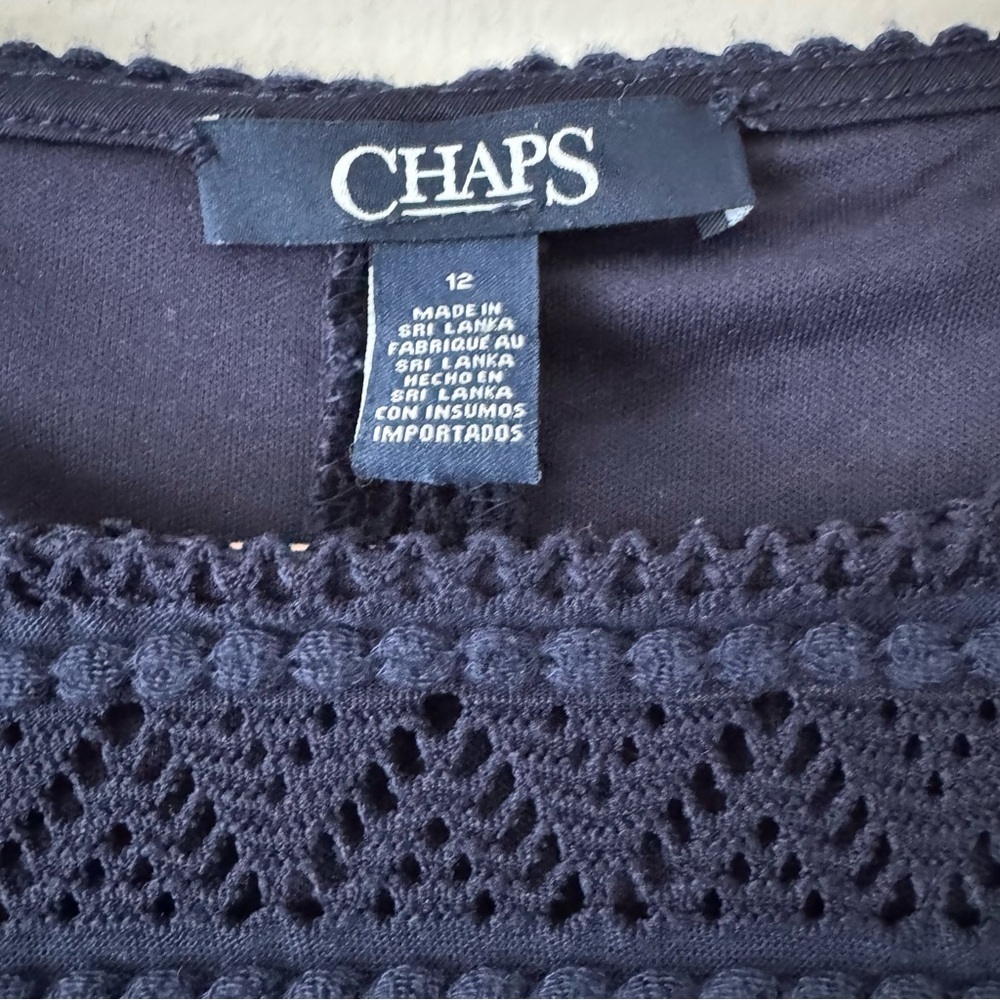 Chaps Midnight Blue Long Sheer Bell Sleeve Dress Size 12 Classic, Contemporary - Picture 3 of 13